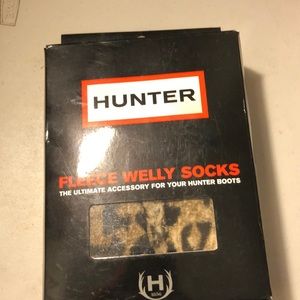 Hunter leopard cuff Welly socks black new